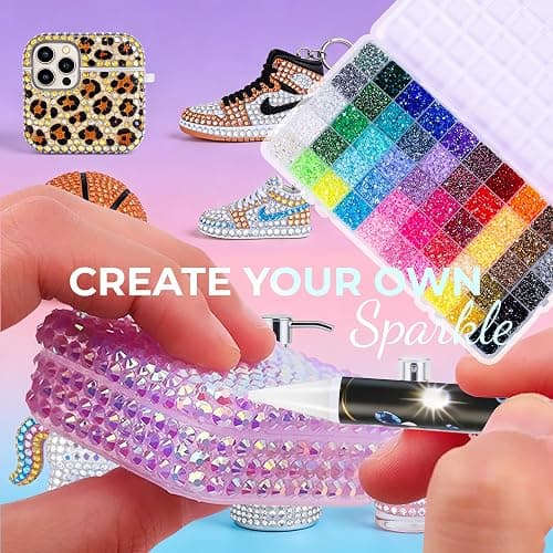 Bedazzling Kit 44000Pcs 50 Colors 3mm Resin Jelly Rhinestones - Diamond Art | Multicolor Flatback Gems Nail Crafting Makeup, with 4Pcs 10ml B7000 Jewelry Glue & Tools - Christmas Birthday Gifts for Women thumbnail 3