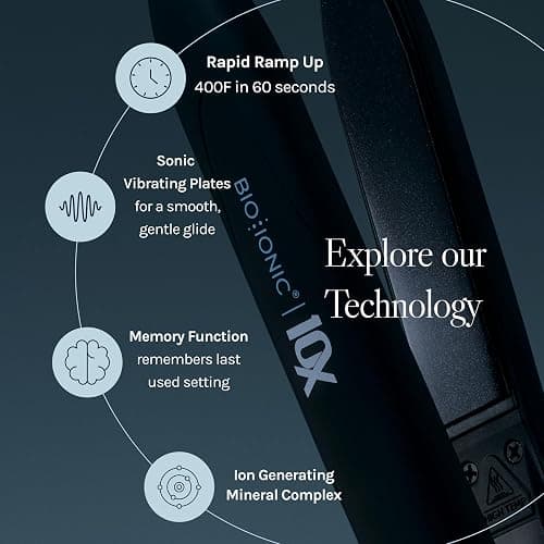Bio Ionic 10X Styling Iron, Hair Straightener with 1" Sonic Vibrating Plates, Flat Iron with Ion Generating Mineral Complex, Versatile Syler for Wavy & Straight Hairstyles, 2025 Newer Version thumbnail 3