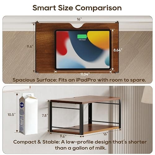 NANAGIFTREE Floating Nightstand, Wood Bedside Shelf Wall Mounted Nightstand, Floating Bedside Table Wall Shelf for Bedroom, Living Room, Bathroom, Kitchen, Office (Vintage Brown) thumbnail 3