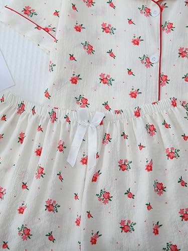 Verdusa Women's 2 Piece Pajama Sets Lightweight Fall Pajamas Cute Pj Set Button Shirt with Shorts Lounge Pjs thumbnail 5