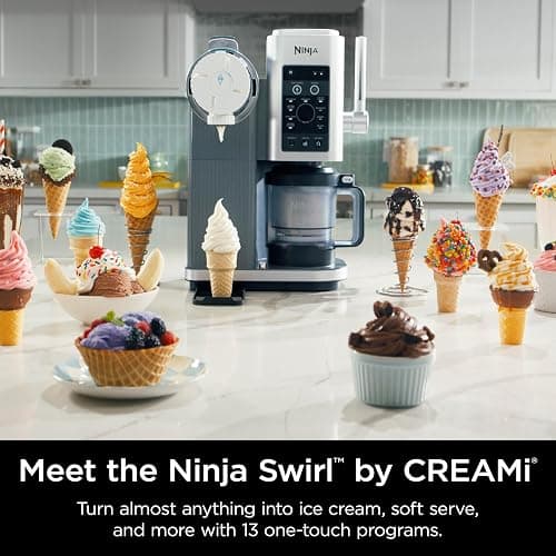 Ninja Swirl by CREAMi Ice Cream and Soft Serve Maker, Sorbet, Milkshake, Frozen Yogurt, Low Calories Program & More, 13-in-1, Soft Serve Handle, (2) CREAMi Swirl 16oz Pints, For Kids & ALL ages, NC701 thumbnail 2