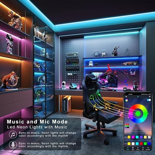 GANZQH Led Lights for Bedroom 98FT, RGB Led Strip Lights Color Changing Indoor, Music Sync Led Light Strip with Remote & App Control, DIY Fancy Led Lights for Room Decor Ambient Lighting (1 Roll) thumbnail 4