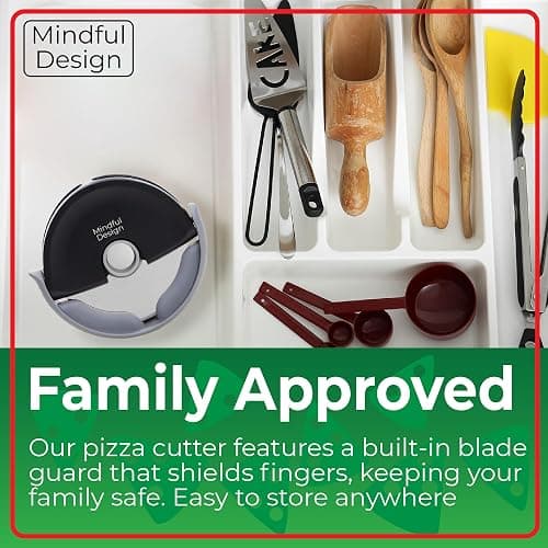 Mindful Design Pizza Cutter Wheel with Protective Blade Cover, Easy to Clean and Dishwasher Safe Handheld Pizza Slicer thumbnail 5