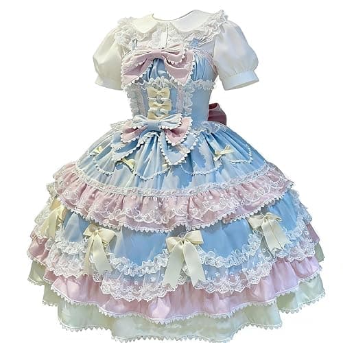 Sweet Pink Lolita Dress for Women – Ideal Cosplay Costumes and Party Attire with Elegant Bow and Lace Design - Image 1