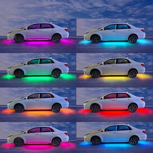 Car Underglow Lights, Yielinth Exterior LED Strip Lights with App and RF Remote Control,16 Million Colors Underglow Kit for Car thumbnail 9