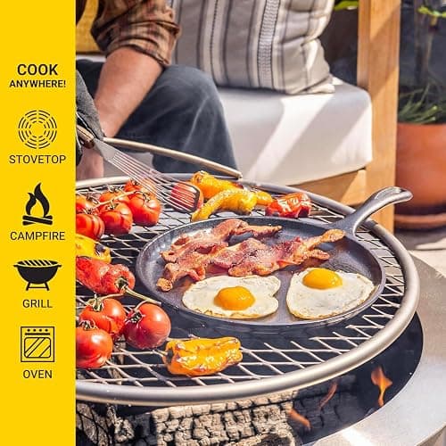 Lodge Round Seasoned Cast Iron Griddle 10.5 Inches - Round-Shaped, Pre-Seasoned Iron Griddle Pan - Non-Toxic, PFAS-Free Cookware - Compatible with Stovetop, Oven, Grill, or Campfire thumbnail 6