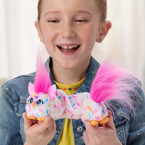 FURBY DJ Furblets Berry-Cup-Cake Mini Electronic Plush Toy with Funny Stretchable Sound Effects & Music, Speaks Furbish, White & Pink thumbnail 2
