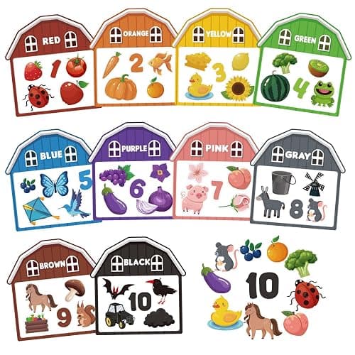 10Pcs Magnetic Color Sorting Cute Farm Animal Fridge Magnets for Toddlers | 60 Toddler Magnets for Refrigerator Early Education Toddler Color Sorting Learning Activities Boys Girls Gifts - Image 1
