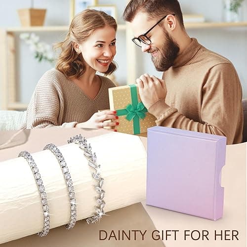 YADOCA Tennis Bracelets For Women - Silver Plated Bracelet Stack Cubic Zirconia CZ Diamond Adjustable Stackable Bracelets Set For Prom Wedding Jewelry Gift 3Pcs thumbnail 5