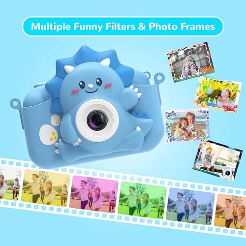 Kinderkamera, HiMont Digitalkamera Kinder mit 32GB TF-Karte & 2.0”-Bildschirm, 1080P Kinder Kamera & Selfie-Videokamera, Geschenke für Geburtstag Weihnachten, Spielzeug für 3-12 Mädchen Jungen (Blau) thumbnail 5