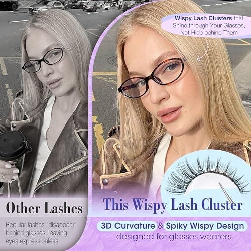 Cluster Lashes Wispy Natural Eyelash Clusters DIY Lash Extension C-curly Cluster Eyelash Extension 10-16MM Individual Lashes Thin Lash Band by Newcally thumbnail 7