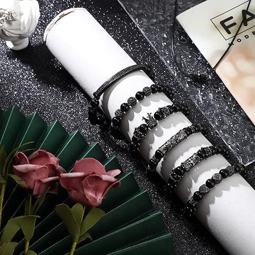 King Crown 40pc Round Zircon Rhinestone Beads Tube - Cubic Zirconia Diamond Cut Cube Spacer Beads for Jewelry Making - Bracelet Connector DIY (Black Rhinestone) thumbnail 4