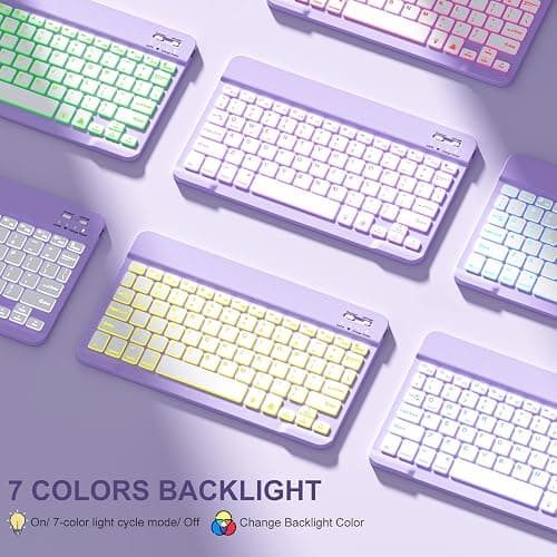 Harvopu Keyboard Case Compatible with iPad Air 11-inch/Air 5th 4th Generation Case with Keyboard-Backlit Detachable, Folio Cover with Pencil Holder for Air 11" M3/M2 (2025/2024), Air 5/Air 4 (Purple) thumbnail 6