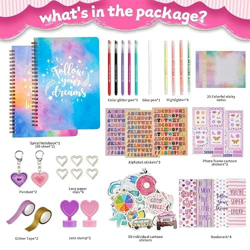 OIHEW DIY Journal Kit for Girls - 2PC Stocking Stuffers for Teen Girls, Stationary & Diary Set, Christmas Birthday Gifts for 8 9 10 11 12 13 14 Year Old Girls, Scrapbook Supplies Art and Crafts Toy Kit thumbnail 4