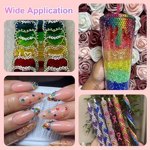 Canvalite 40000Pcs 40 Colors Jelly Rhinestones for Bedazzling, 3mm Multicolor Resin Flatback Gems for Diamond Art, Bedazzler Kit with 3Pcs 10ml B7000 Jewelry Glue for Crafting Book Shoes Nail Art thumbnail 7
