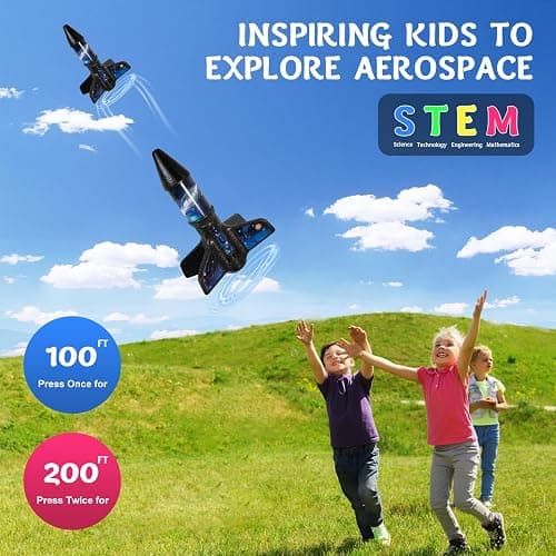 Rocket Launcher for Kids -200 Feet of Flight Altitude, Auto Electric Rocket Toys with Safe Parachute, Outdoor Summer Yard Toys Easter Birthday Gifts for Boys & Girls Age 6 7 9 10 12 8-13 Years Old thumbnail 2