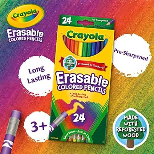 Crayola Erasable Colored Pencils (24ct), Kids Coloring Pencils for Coloring Books, Assorted Colors, Arts & Crafts Supplies, Gifts, Ages 6, 7, 8 thumbnail 6