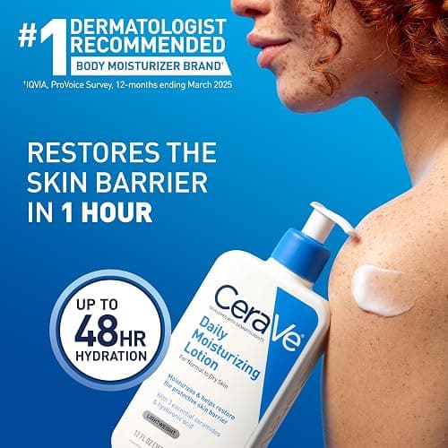 CeraVe Daily Moisturizing Lotion for Dry Skin, Body Lotion & Face Moisturizer with Hyaluronic Acid and Ceramides, Daily Moisturizer, Fragrance Free, Oil-Free, 19 Ounce thumbnail 3
