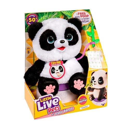 Little Live Pets My Baby Talking Panda ChuChu, Cuddly Panda Toy Plush with 50+ Sounds, Potty Dance, Kick, Feed, Kids Interactive Animal Toys Ages 4+ - Image 1
