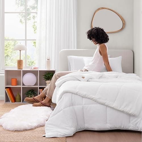 UGG Nita Throw Blanket Soft Reversible Plush Throw for Couch or Bed Washable Warm Fluffy Blanket for College Dorm Essentials and Bedding with Down Alternative Fill, 50-inch x 70-inch, White Snow thumbnail 6