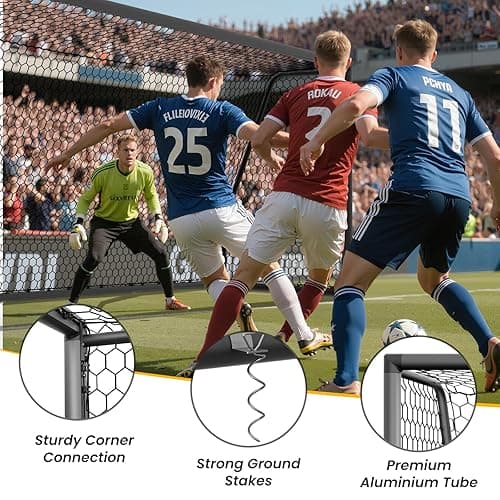 NAIZEA Soccer Goals - 24x8/21x7/18x7/12x6/16x7/10x6/8x6/6x4FT Soccer Goals for Backyard - Metal Soccer Goal for Youth Adult - Multiple Sizes Colors- Perfect for Games Indoor Outdoor thumbnail 6
