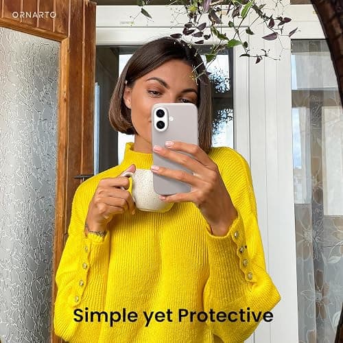 ORNARTO Cover per iPhone 16 6,1 Pollici, Custodia in Silicone Liquido per iPhone 16, Cover Morbida e Resistente con Fodera in Microfibra, Protezione Completa-Grigio Pietra thumbnail 6