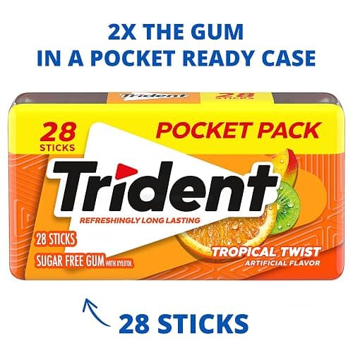 Trident Tropical Twist Sugar-Free Chewing Gum, 6 Pocket Packs of 28 Pieces (168 Total Pieces) thumbnail 4