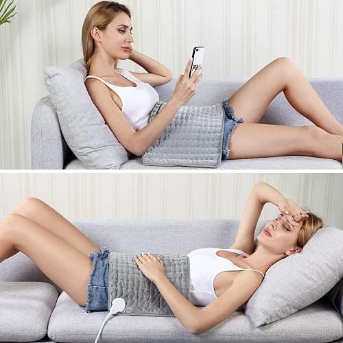 Heating Pad, Electric Heating Pad for Dry & Moist Heat, Electric Heat Pad with Multiple Temp & Timer Settings, Auto Off.(Light Gray, 24"X12") thumbnail 5