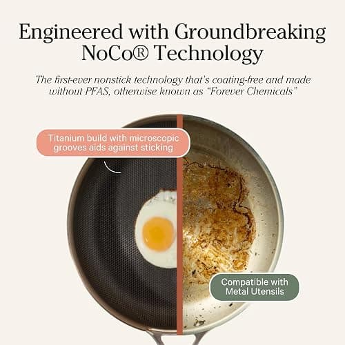 Our Place Titanium Pro Cookware Duo – Always Pan & Perfect Pot with Nonstick No-Coating Technology | Tri-Ply Titanium & Stainless Steel | Safe for Oven, Induction & All Cooktops up to 1000°F | Chrome thumbnail 4