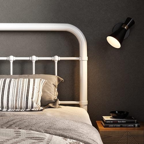 Allewie Queen Size Metal Platform Bed Frame with Victorian Style Wrought Iron-Art Headboard/Footboard, No Box Spring Required, White thumbnail 4