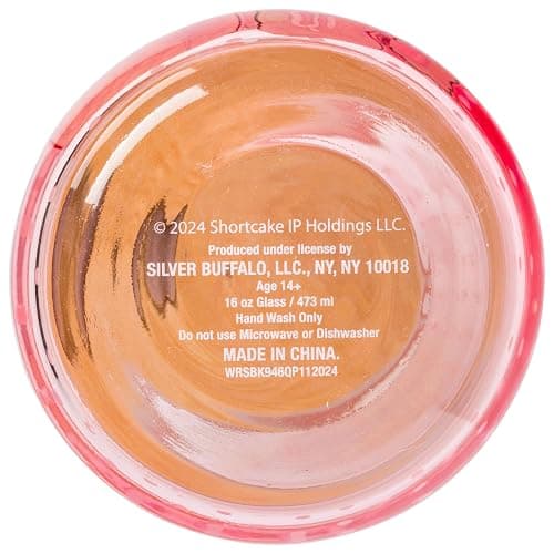 Silver Buffalo Strawberry Shortcake Pink Glass Tumbler with Bamboo Lid and Glass Straw Featuring Strawberry Shortcake and Custard, 16 Ounces thumbnail 5