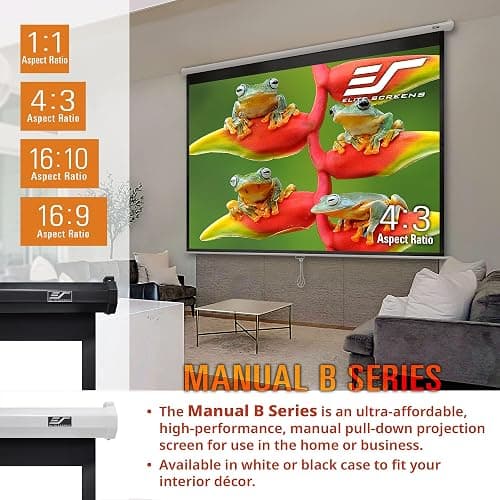 Elite Screens Manual B, 100-INCH Manual Pull Down Projector Screen Diagonal 16:9 Diag 4K 8K 3D Ultra HDR HD Ready Home Theater Movie Office Presentation, M100H - 100 INCH thumbnail 6