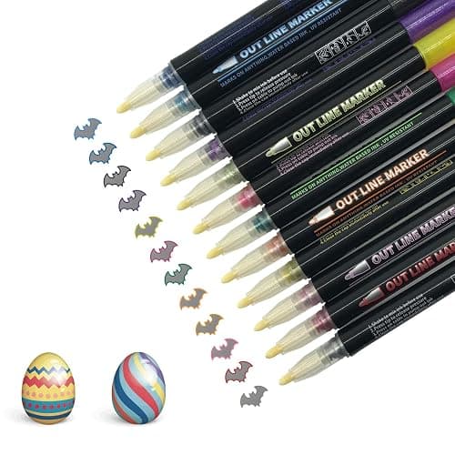Whaline Outline Shimmer Markers 12 Colors Double Line Outline Pens Stocking Stuffers for Teen Girl Gifts Trendy Stuff Glitter Metallic Gel Pens for Birthday Christmas Card Journaling Drawing Crafting thumbnail 9