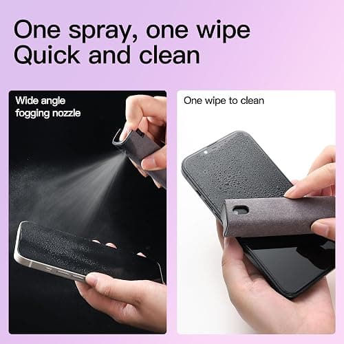 CUIUD Touchscreen Screen Cleaner Kit 2 Pcs, Phone, Tablet and Car Screen Cleaner, Two in One Spray and Microfiber Cloth(Grey&Pink) - Pink+Grey thumbnail 4