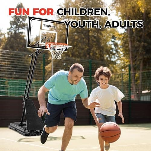Skytime Basketball Hoop Outdoor,Adjustable Portable Basketbal Goal System with 5.3-10ft Height Stepless Regulation - Black - 44in Backboard Basketball Hoop thumbnail 2