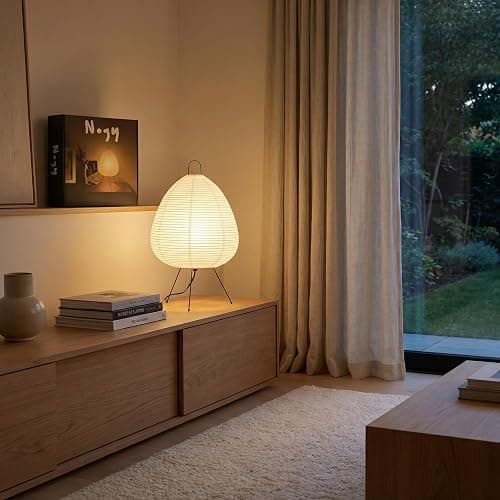 Akari Noguchi Rice Paper Lamp • Dimmable Japanese Paper Lantern Lamp • Japanese Decor Lantern • Cozy Japandi Style • Paper Lantern Light thumbnail 6