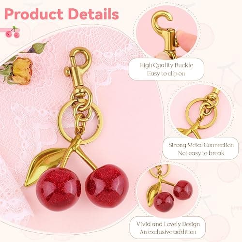Cherry Bag Charm Cute Cherry Purse Charms Strawberry Keychain Best Gifts thumbnail 3