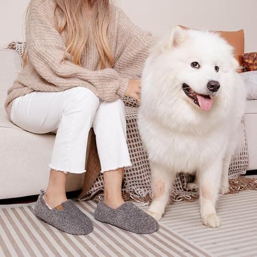 EverFoams Women’s Soft Curly Full Slippers Memory Foam Lightweight House Shoes Cozy Loafer with Polar Fleece Lining thumbnail 2