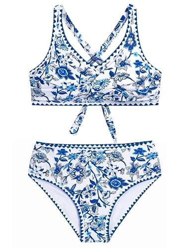 HOZIY Girls Swimsuit Teen Crisscross Tie Back Bikini Sets Two Piece Bathing Suit Kids Swimwear Size 9-18 Years thumbnail 6