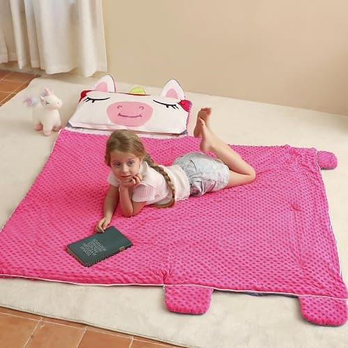 Rabtero Kids Sleeping Bag, Toddlers Nap Mat, Girls Sleeping Mat for Daycare Preschool, Slumber Bag, Pillow, Blanket 3 in 1 thumbnail 3