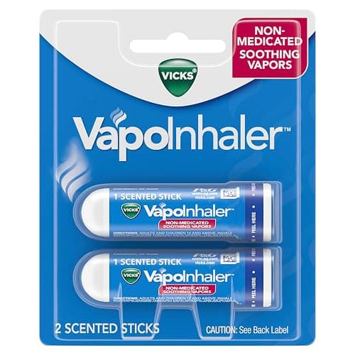 Vicks VapoInhaler, On-the-Go Portable Nasal Inhaler, Non-Medicated, With Refreshing Vicks Vapors, Menthol Scent , 2 Scented Sticks - Menthol - 2 Count (Pack of 1) thumbnail 8