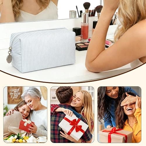 CALINNL 2pcs Makeup Bag Travel Toiletry Bag for Women Lightweight Make Up | Purse Organizer Pouches Large Cosmetic Bag Small Makeup Pouch Medicine Bag Travel Essentials for Women Light Blue thumbnail 6