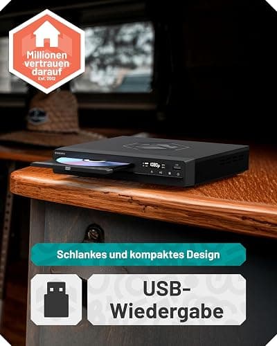 Region Free DVD Player für Fernseher | Mini DVD Player HDMI mit 1080p Upscaling | CD-Player mit USB & MP3 | HDMI Kabel, RCA Kabel & Fernbedienung Inklusive | OAKCASTLE DVD100 thumbnail 5