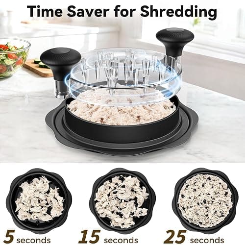 Ukeetap 10" Pro Chicken Shredder Tool Twist Large for Kitchen, BPA-Free Food-Safe Meat Grinder, Visible Chicken Breast Meat Shredder with Strong Anti-Slip Bottom & Ergonomic Handle, Black thumbnail 3