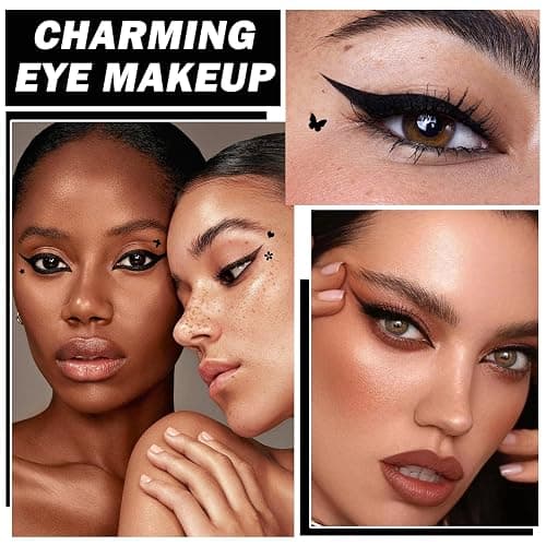 XINGXYUEL 5PCS Liquid Winged Eyeliner Stamp Pen Set - Double-headed Black Eye Liner Pencil - Long-lasting Waterproof Stamp Eyeliner Set for Eye Makeup - Star, Heart, Flower, Butterfly, Triangle thumbnail 6