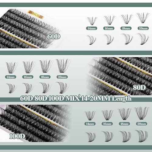 480PCS Lash Clusters 10-20MM 20D+30D+40D+60D+80D+100D Thick Volume Eyelash Extensions Natural Eyelash Clusters Individual Lashes Long Lasting D Curly Lash Extension Thin Band Soft False Lashes-6 thumbnail 4