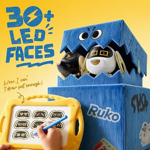 Ruko 18011 Smart Robot Dog, Interactive Puppy with 30 LED Expressions, 20 Actions & 50 Programmable Commands, Voice & Touch Control, Toy for Kids Age 3+ thumbnail 2