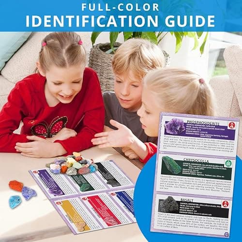 PIBEX Rock Collection Starter Kit - 54 Pcs Assorted Gemstones, Crystals, Rocks & Minerals, with Learning Book & ID Cards, Earth Science Kit Toy, A Geology Gift for Kids & Adults Ages 8+ thumbnail 7
