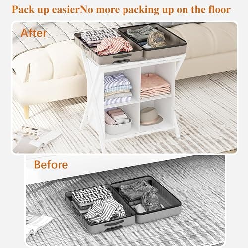 aboxoo Luggage Rack with storage, Guest Room Folding Suitcase Stands, Holds up to 120 lb, Space Saving Suitcase Holders for guest room, Bedroom Hotel, White thumbnail 4