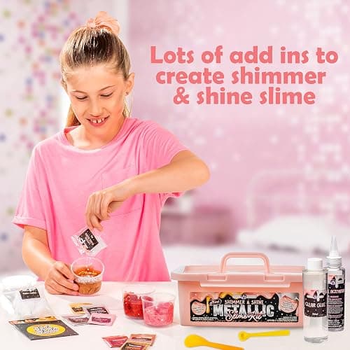 Original Stationery Mini Metallic Shimmer and Shine Slime Kit for Girls, Amazing Slime Making Kit for Girls Age 10-12 to Create Metallic Gold Slime thumbnail 2